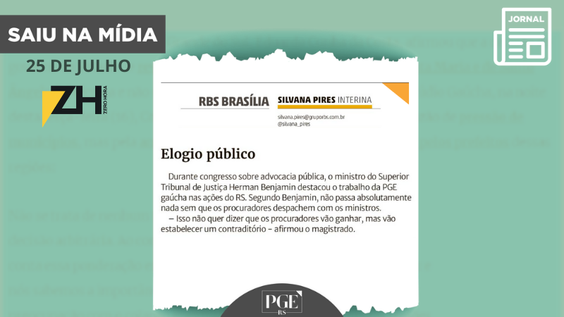 pgers's tweet photo. Neste sábado (25), na coluna RBS Brasília,@GauchaZH , a jornalista Silvana Pires repercutiu a fala do ministro Herman Benjamim, durante palestra, no 24º Congresso de Advocacia Pública, que destacou o comprometimento na atuação da PGE junto ao STJ, em Brasília. 

#PGE #SaiuNaMídia https://t.co/SBhl7HHIPN