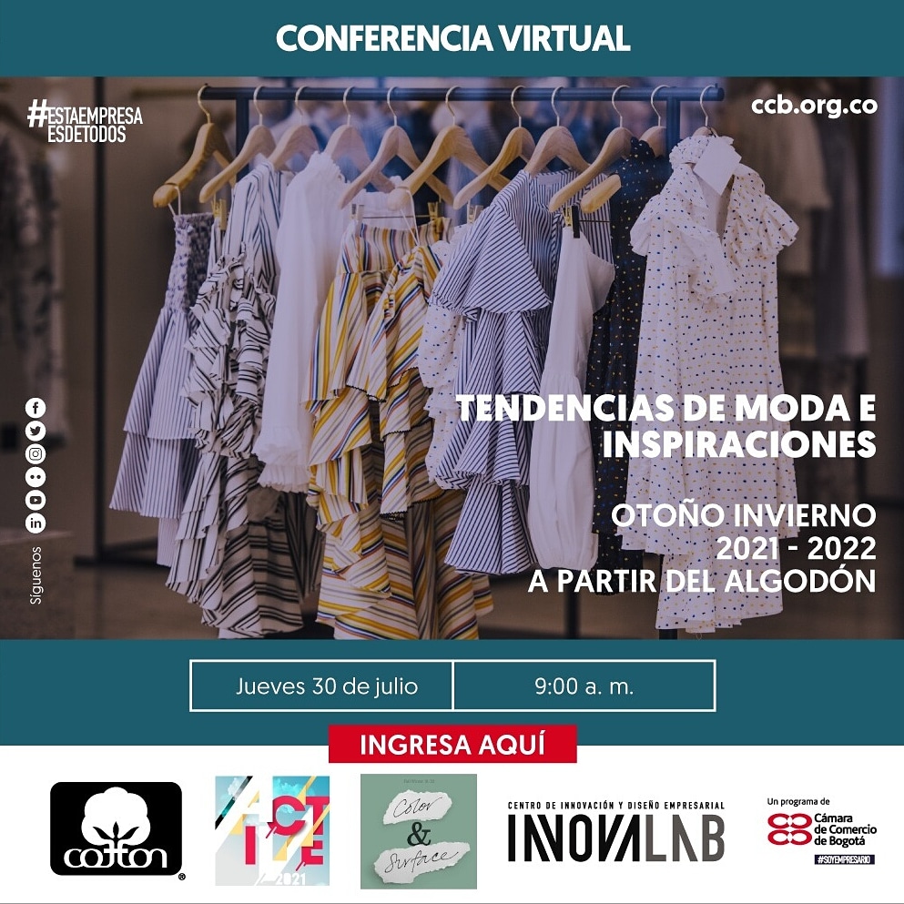 jdcardona's tweet photo. Por los empresarios de MODA que no se rinden @camaracomerbog en alianza con Cotton Incorporated, les invitamos a vivir esta conferencia de tendencias e inspiraciones a partir del algodón a través de #InnovaLabVirtual #FortalecimientoEmpresarialCCB Ingrese https://t.co/3I3l12YOsA https://t.co/4Ck7Cb4nzi
