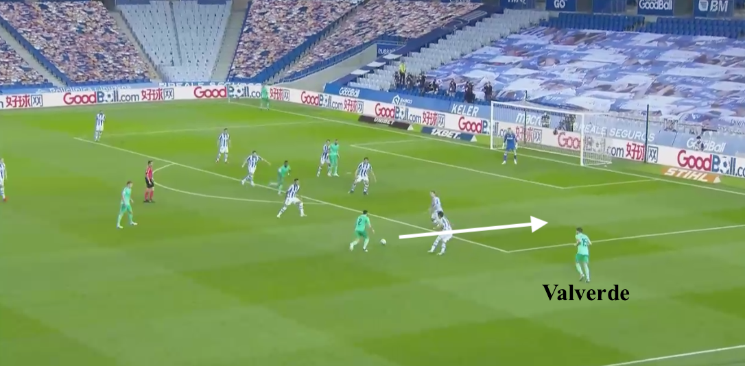 - Valverde would also often overlap or underlap Carvajal to create wide overloads vs the opposition full-back. And he has the pace to get to the byline and into dangerous crossing positions, as he did with the assist for Benzema vs Sociedad: