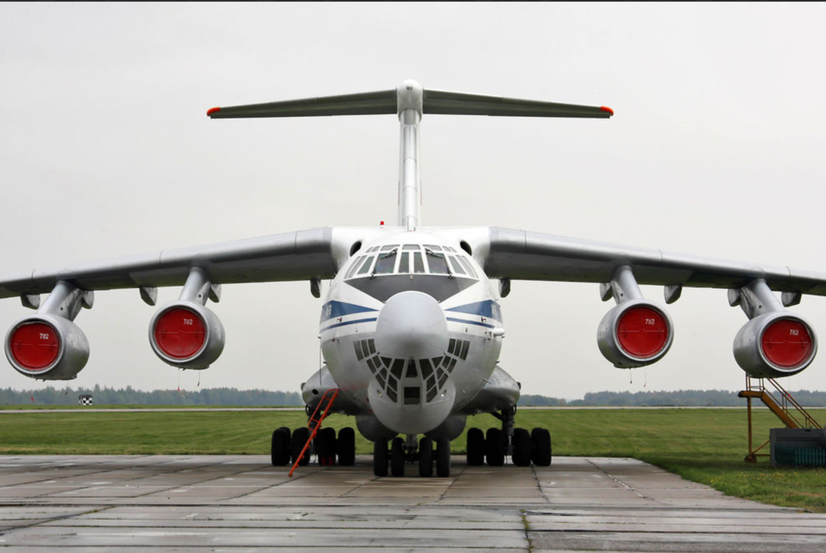 The Ilyushin Il-78 Inflight refuelling tanker. It has three removable tank carrying more then 20,000 liter. Some other modified variants are present