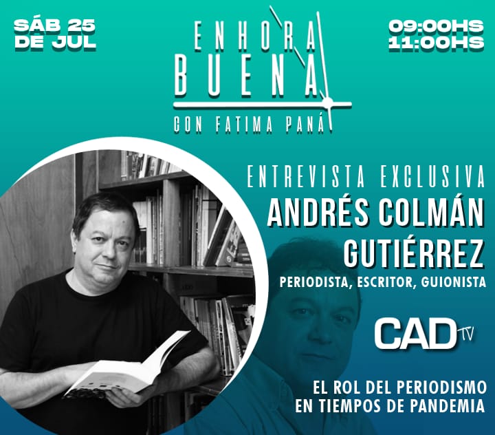 andrescolman's tweet photo. ✅📺 Esta mañana estaremos en EnHoraBuena con @FatimaPana, por CAD TV (Concepción al Día), hablando sobre "El rol del periodismo en tiempos de pandemia".
➡️ Lo pueden ver también en la página en Facebook de CAD TV 👇
https://t.co/aHQE4Wx3ha https://t.co/YQRgvBcGnw