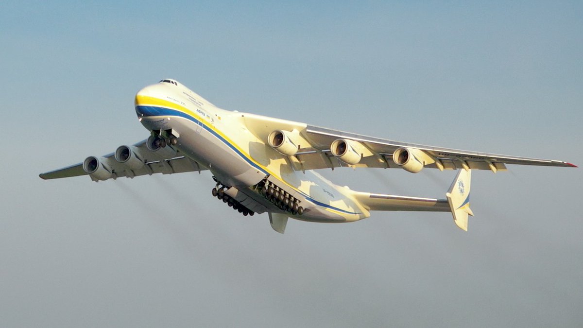 The Antonov An-124 Ruslan is a strategic airlift jet aircraft. The An-124 is the world's second highest gross weight production cargo airplane behind the Boeing 747-8F and world's third heaviest operating cargo aircraft, behind the one-off Antonov An-225.