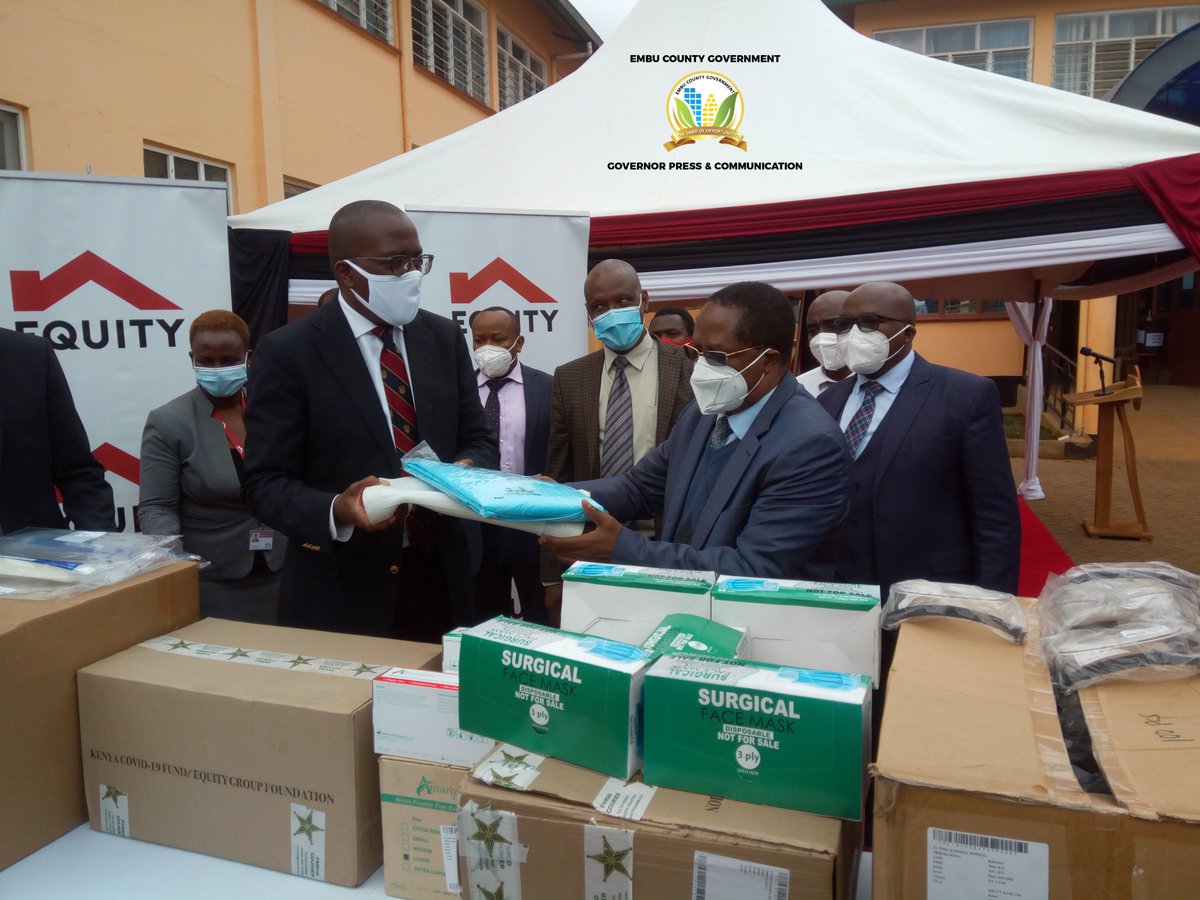 I have received a donation of PPE from Equity Bank Chief Commercial Officer Polycarp Igathe in partnership with Equity Grou Foundation. The donation will help the county in the fight against the spread of the Covid-19 pandemic.