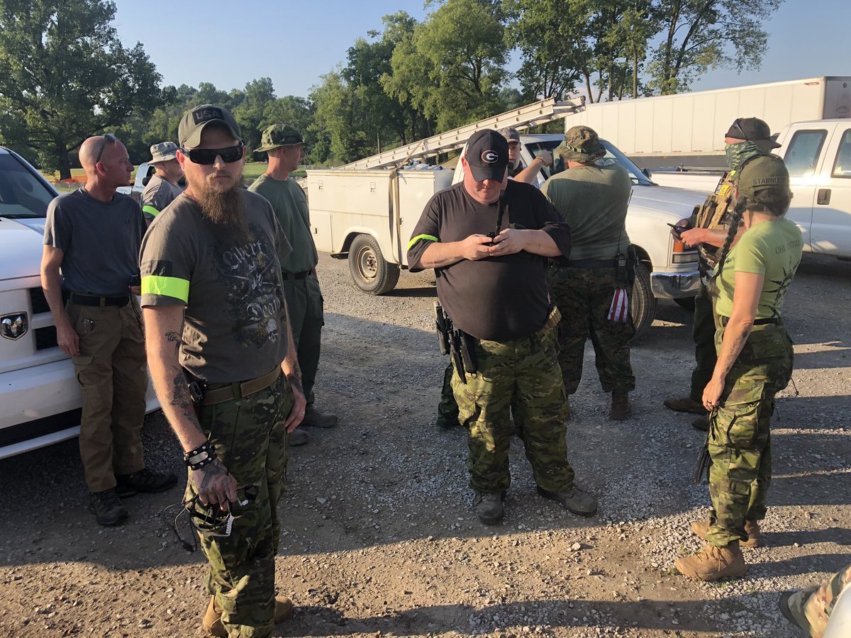 Good morning from Louisville, Kentucky.Today an all-black militia group called the “Not Fucking Around Coalition”  #NFAC is holding an armed rally for  #BreonnaTalyor, expected at noon.Conservative militias are already gathering to to counter it.I’ll be covering all day.