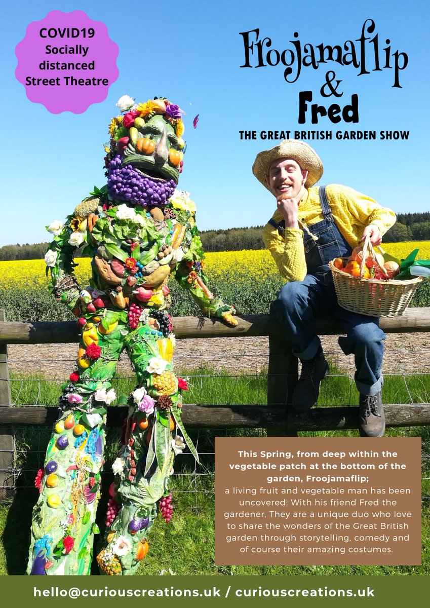 Froojamaflip is delighted to be dusting off his fruit and veggies and hitting the streets!
#sociallydistancedwalkabout #walkabout #streettheatre #outdoorarts #makeyousmile