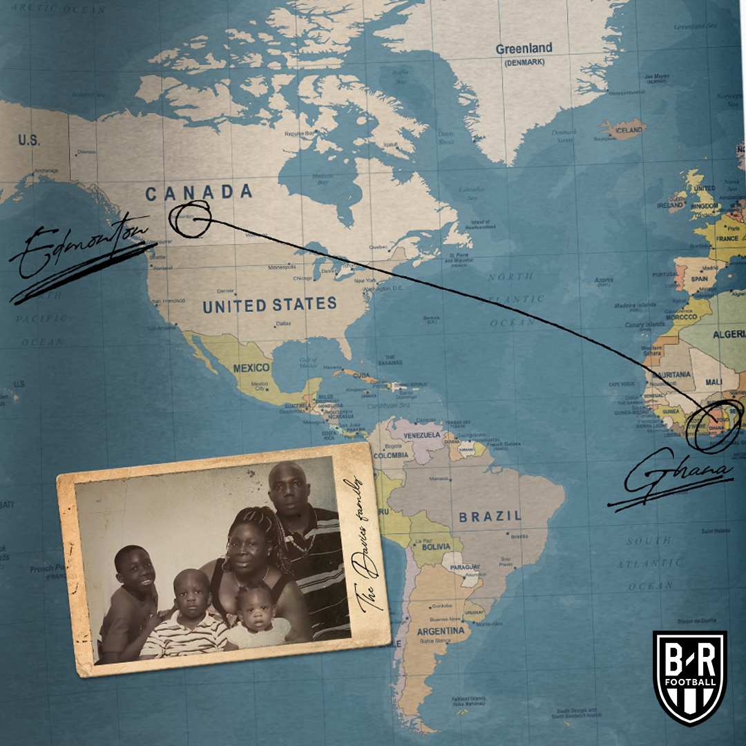 Having spent the first five years of his life in Ghana, Alphonso Davies and his family relocated to Edmonton, Canada. 