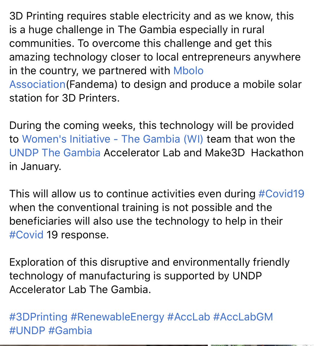 make3dgambia's tweet photo. Gambian solutions for Gambian problems. 

We built a mobile solar station for our 3D Printers in partnership with @FandemaMBolo.

This project is supported by @UNDP_TheGambia Accelerator Lab. 

#Gambia #3DPrinting #renewableenergy https://t.co/uCMj3gpqgu