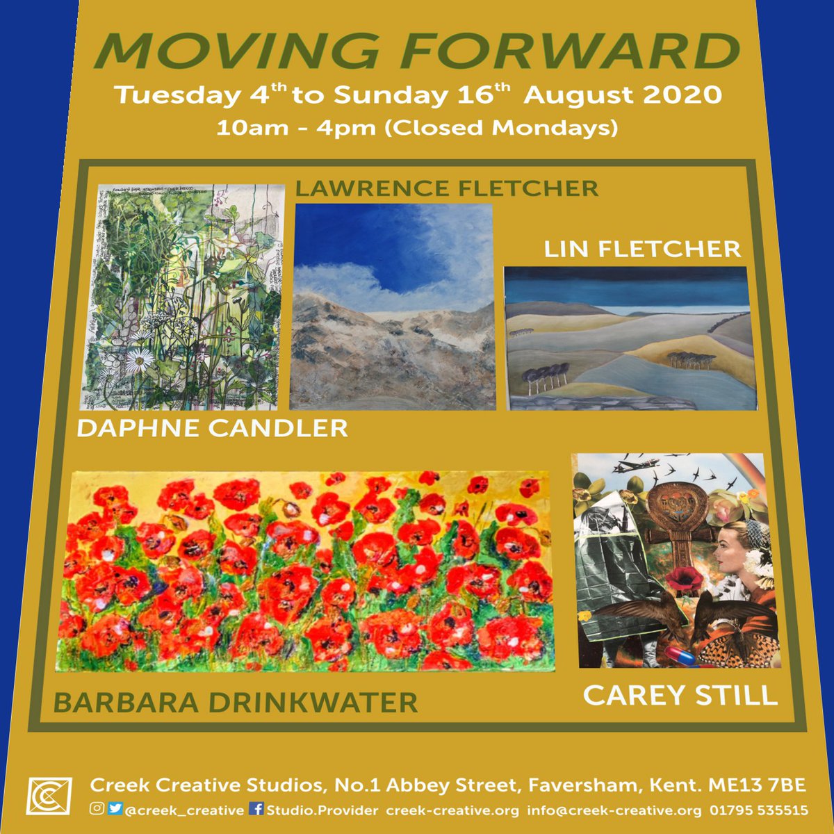 creek_creative's tweet photo. We #reopen Tue 4th Aug with "Moving Forward" #GroupShow 10am-4pm + #SocialDistancing at min 1m. Please return if busy on arrival (entry will be limited) + #masksrequired in Artisan Shop + @CC_gallery_cafe if waiting to take food &amp; drinks outside. #supportlocalartists #Restart2020 https://t.co/85t9qM4N0d