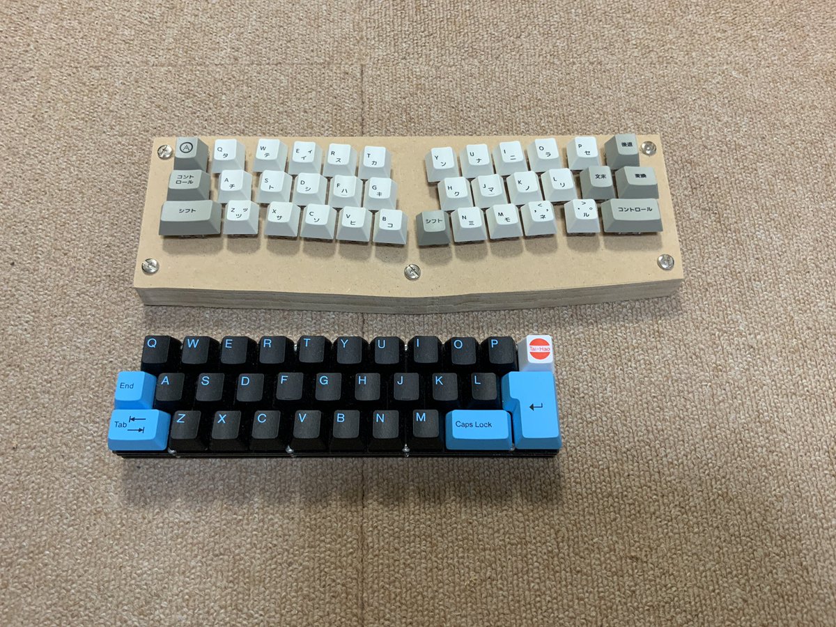 0002ozlet's tweet photo. 他のキーボードとの大きさ比較です。nomu30は常用するとても良いキーボードです。もう一つは30％キーボードに矢印と数字キーを加えた、cool753です。
#自作キーボード #cool836A #SU120 #selfmadekeyboard #cool753  #nomu30 https://t.co/3XXQZtH0x8