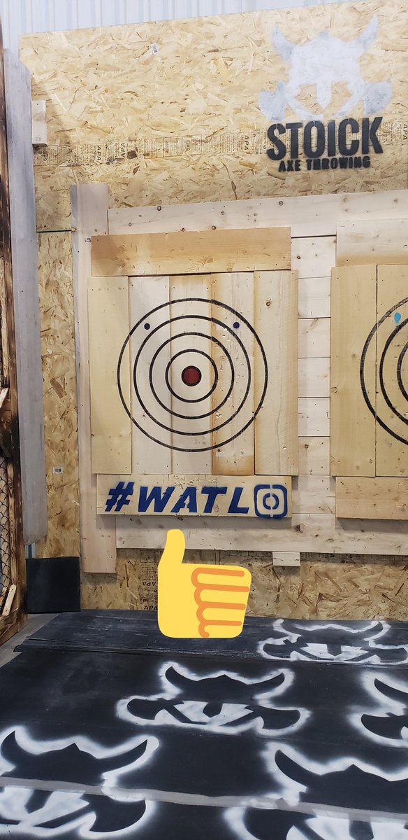 StoickT's tweet photo. @WATLaxe stencil in and looooooking gooood
#axethrowing #axethrowingevenue #durhamregion #bowmanville #community #oshawa https://t.co/6CY4hduK4A