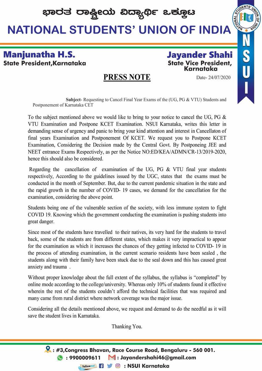 srinivasiyc's tweet photo. Nations across the world have prohibited mass gatherings but here, our students are pressurised to gather &amp; give exams. It will be catastrophic.

Karnataka govt must evaluate students based on past performance and other exams must be postponed. 

#JusticeForKarnatakaStudents https://t.co/AzN16ip68t