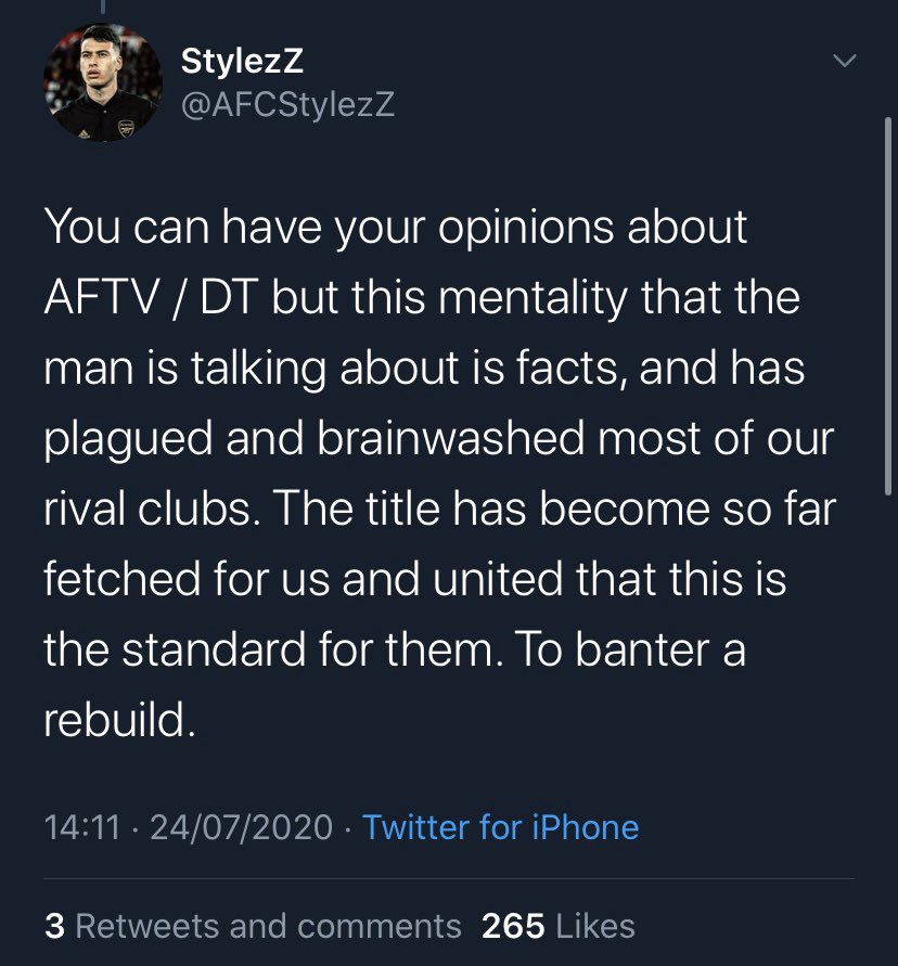 This has been met with praise from our fan base. Talking about ‘brainwashed’ rival fans and how United are ‘bantering’ our ‘rebuild’...