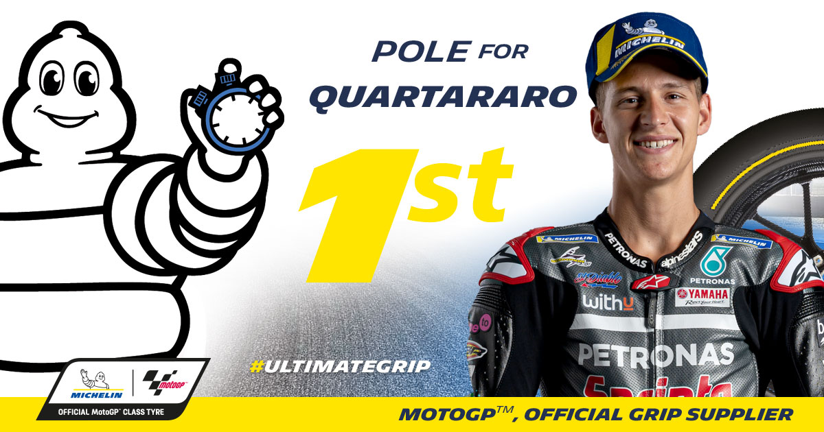 Michelin_Sport's tweet photo. #AndaluciaGP pole position belongs to @FabioQ20 ahead of @mvkoficial12 
2 pole in 2 weeks 👏👏👏 

#MichelinMotoGP #UltimateGrip https://t.co/pKGtdNzJTg