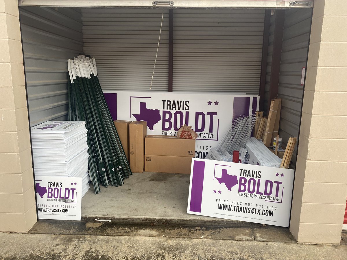 Travis4TX's tweet photo. Storage unit stocked and ready for deployment next weekend. Coming soon to a street corner near you!! #hd29 #PrinciplesNotPolitics https://t.co/dJbDERifJm