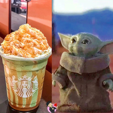 O9. Baby Yoda FrappuccinoTo properly order this, say you want a Matcha Green Tea Frappuccino with a caramel-coated cup (the inside, ofc). Get it topped with whipped cream, more caramel and caramel crunch. Sip with both hands and become one with The Child.