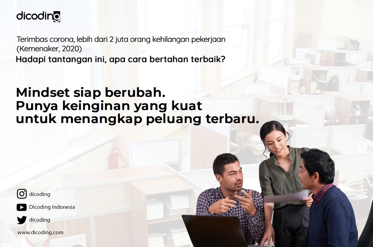 dicoding's tweet photo. Buatmu yang ingin berubah mindset & coba peluang baru..
Mari temukan peluangmu di tempat kerja baru. Cek lowongan di #dicodingjobs ya
Ada 12 posisi developer junior sd senior di Jkt, Bdg Malang, Buol & Bantul. Salah satunya, tawaran karir dr Dicoding!
πhttps://t.co/mLHrsvO1Qv https://t.co/x2Yonfvgit