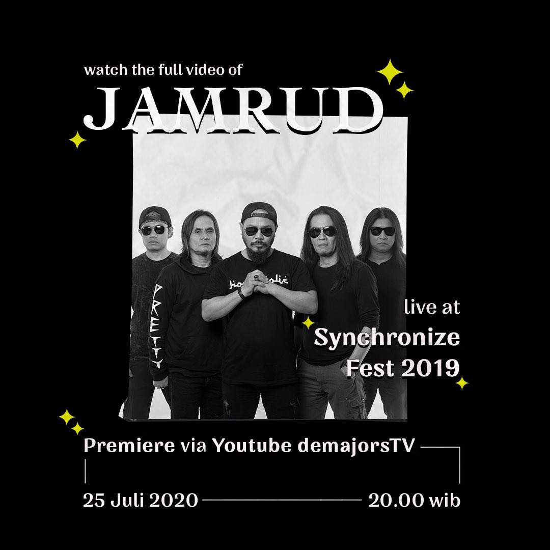 SynchronizeFest's tweet photo. Selamat menyaksikan premiere video Jamrud live at #SynchronizeFest19
https://t.co/b1qSiVxEDC https://t.co/BqdSVwIkdo