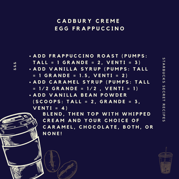 O8. Cadbury Creme Egg FrappuccinoIt literally tastes like a frozen, liquid version of a Cadbury Creme Egg!