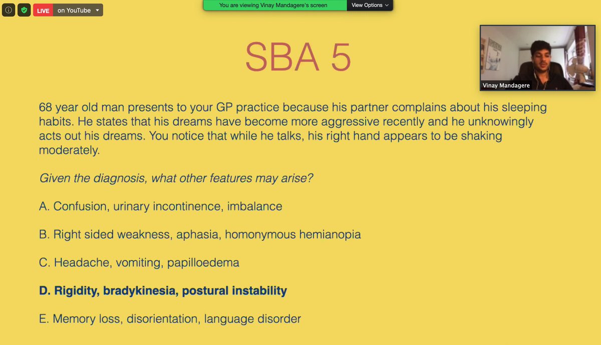 MedicsSleep's tweet photo. @vinaymandagere going through some interesting SBAs! 

Did you get the right answer to this one? 
#medicssleep https://t.co/ps12bPGRfA