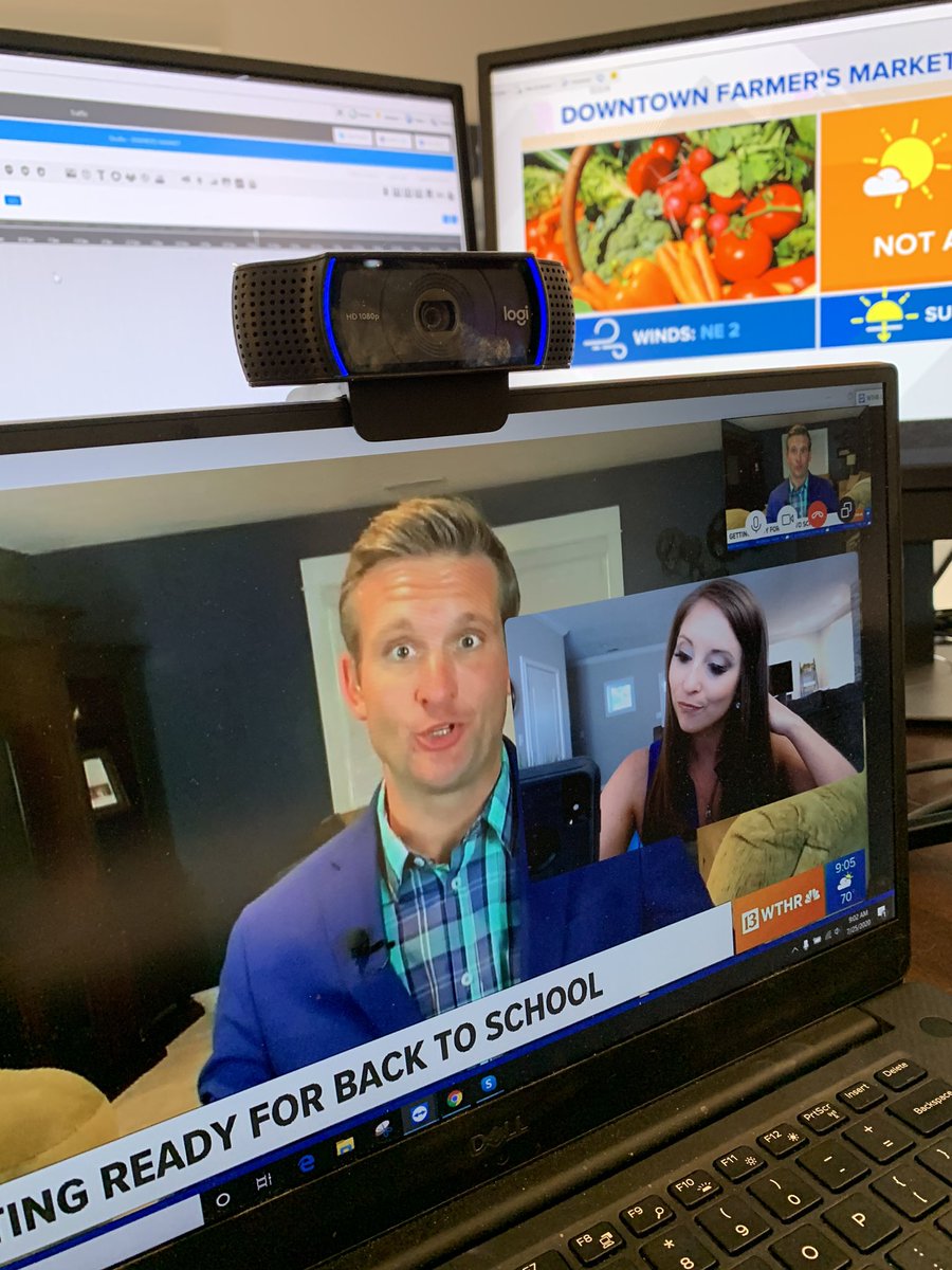 LindseyWTHR13's tweet photo. Back in the broadcast booth (my dining room) this morning hanging out virtually with @DustinGroveTV 

We’re live through 10 AM on #13sunrise https://t.co/wYFUCbTthz