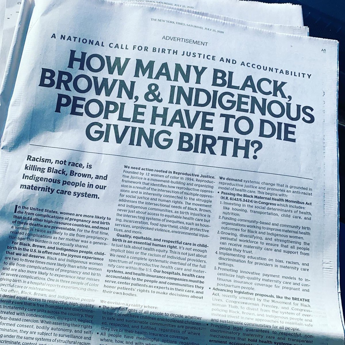 Pick up the New York Times today and give this beautiful full page ad a read. So proud to have been a contributor with my sisters in the movement. #BlackMaternalHealth #BirthJustice