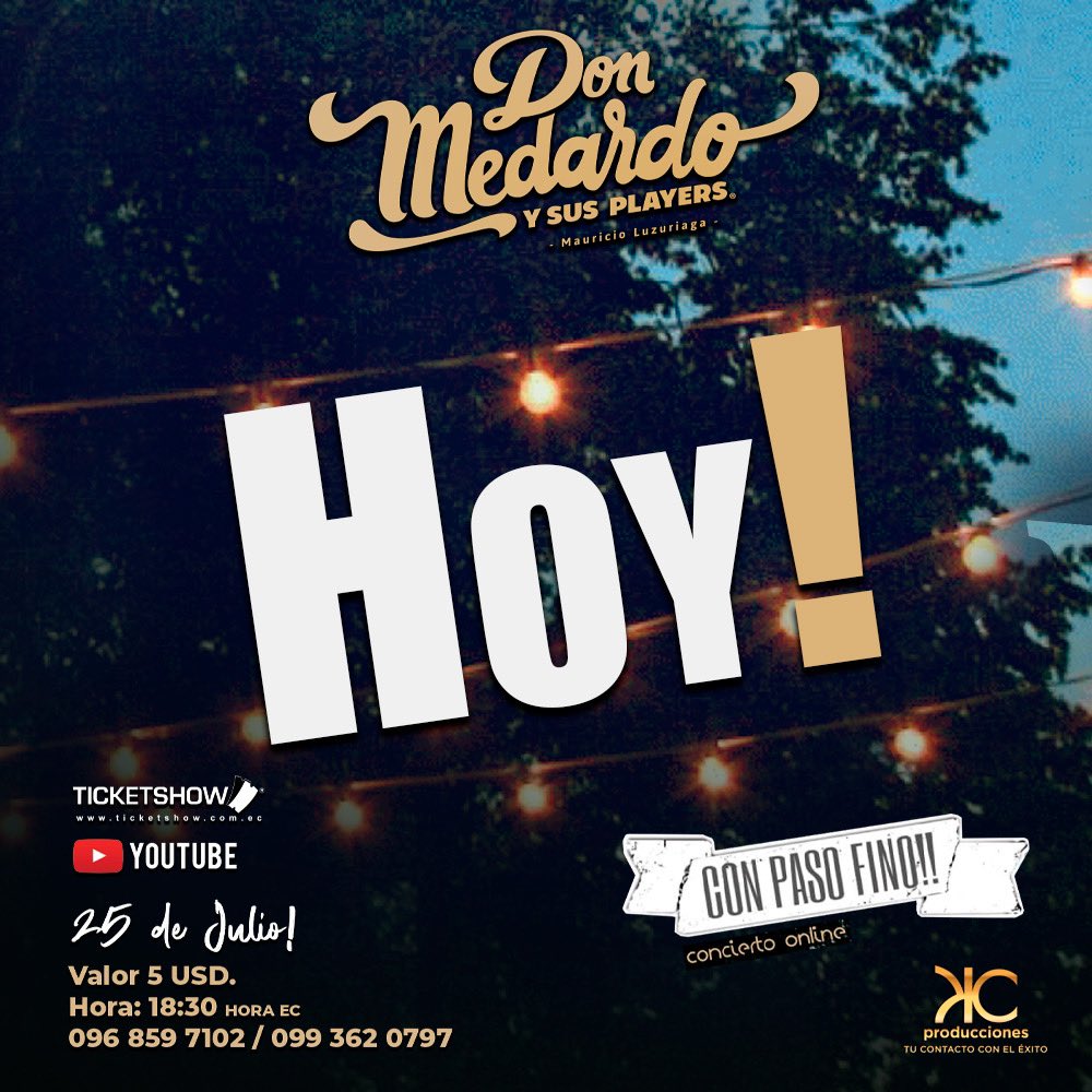 LLEGÓ EL MOMENTO !!! 

Gracias por su apoyo y respaldo, ustedes; público querido, son nuestro soporte. 💪🏼En pocas horas disfrutaremos de un show interminable!! Aún están a tiempo de adquirir sus entradas en:
ticketshow.com.ec 
Transfer / Dep:  
0968597102 / 0993620797