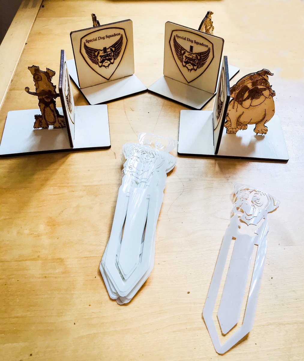OfCanine's tweet photo. I would like to really thank Paul Elliott for his kindness in making me some bookends and bookmarks for the Special Dog Squadron book series 
.

#specialdogsquadron #dogs #doggo #book #books  #dog #bookends #bookmarks #terriersofinstagram  #bookworm  #read #bookish #booksforkids https://t.co/2oWwXD4T7x