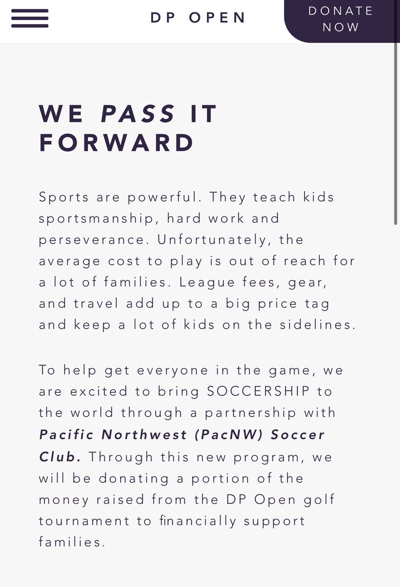 AdamTylerLang's tweet photo. Yesterday we launched SOCCERSHIP, a new partnership between the @dp_open and @PacNWSC to financially support families in our community to keep kids in the beautiful game! ⚽️

👉 https://t.co/ouBMSa0NaX

#soccer #seattlesoccer #sports https://t.co/Oz6yu3sB6y