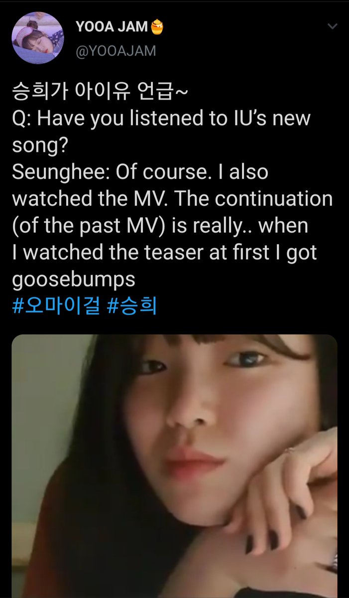 During December to April 2020 Oh My Girl either mentioned or covered IU's songs as usual. Here's some of it just for evidence.