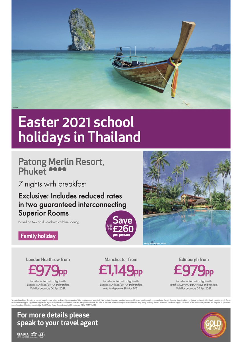 bouthaique's tweet photo. 🌴PHUKET Easter 2021 Family Holiday from £979pp
✈️Heathrow-Manchester-Edinburgh
🏨4* Phuket Merlin Resort - interconnecting rooms
✅ATOL Protected
⏩https://t.co/VsaPCRKLag
📧david@eyelinetravel.co.uk📱020 8123 2569
#exploremore #Phuket #LoveThailand #BucketList https://t.co/nRCtOmNWmo