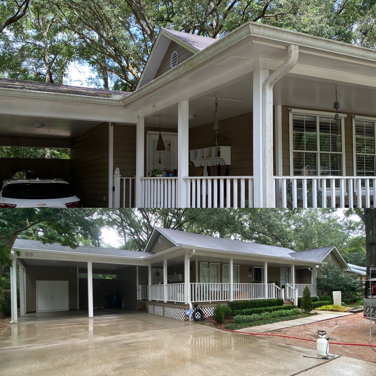 EyeDoWindows's tweet image. Before and after house wash and concrete cleaning. 🤩

Do you have trees that leave your home green and moldy from no sun exposure? We have you covered! Our house wash cleans and brightens your home to last longer! 

Call us now to get your quote! 251-609-2976 ☎️