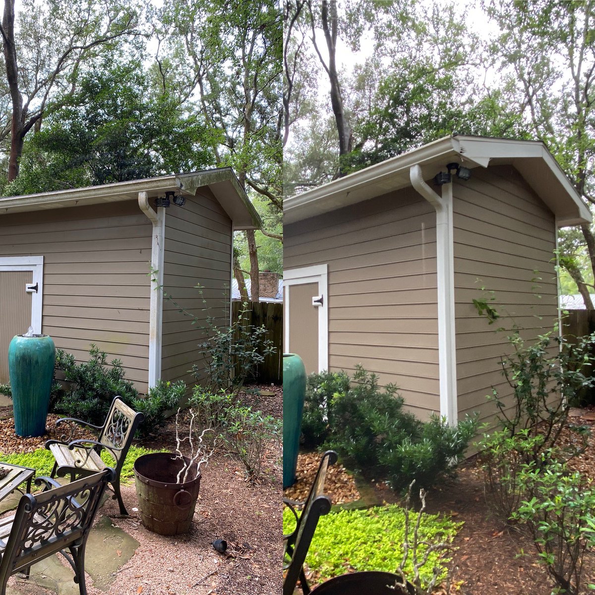 EyeDoWindows's tweet image. Before and after house wash and concrete cleaning. 🤩

Do you have trees that leave your home green and moldy from no sun exposure? We have you covered! Our house wash cleans and brightens your home to last longer! 

Call us now to get your quote! 251-609-2976 ☎️