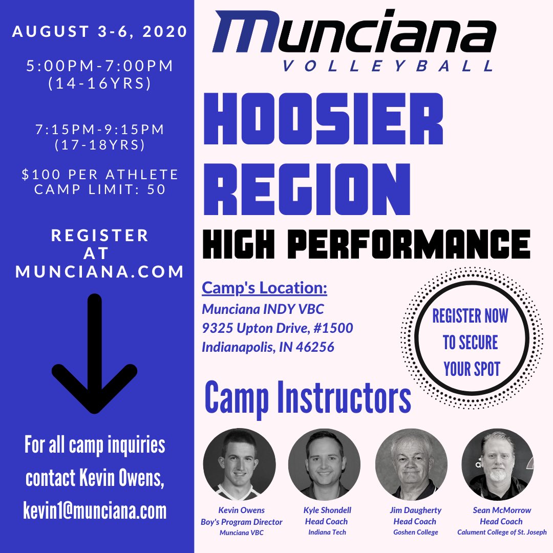 BOYS 14-18! JOIN US FOR A HIGH LEVEL VOLLEYBALL CAMP! Register at MUNCIANA.COM (Indy Events) <a href="/MuncianaVB/">Munciana Volleyball</a> <a href="/IBVCAvb/">IBVCA</a> <a href="/MuncianaINDY/">MuncianaINDY</a>