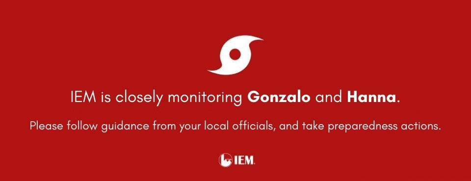 IEMNews's tweet photo. #Hanna is the first #hurricane of the 2020 Atlantic season and is expected to make landfall in southern Texas, while Tropical Storm #Gonzalo weakens as it moves through the Caribbean Sea. 
Remember to follow guidance from your local officials, and take #preparedness actions. https://t.co/IzXUfhkYrR