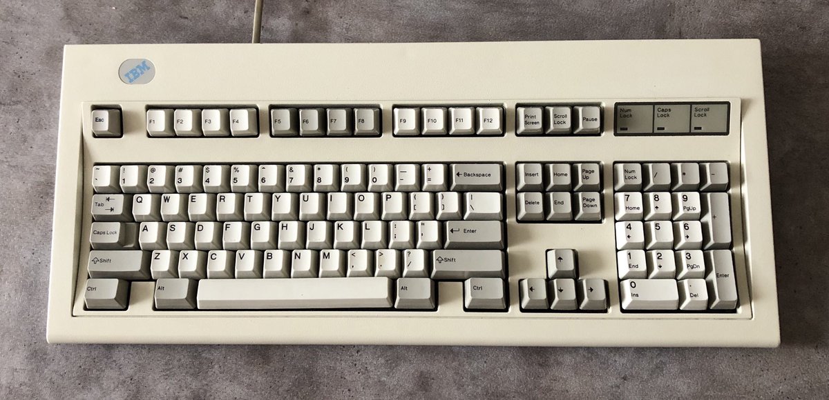 Gopeith's tweet photo. This keyboard is really good for typing and even it is heavy enough to eficient self-defense. #keyboard #IBMmodelM https://t.co/AQ1MXxCA4x