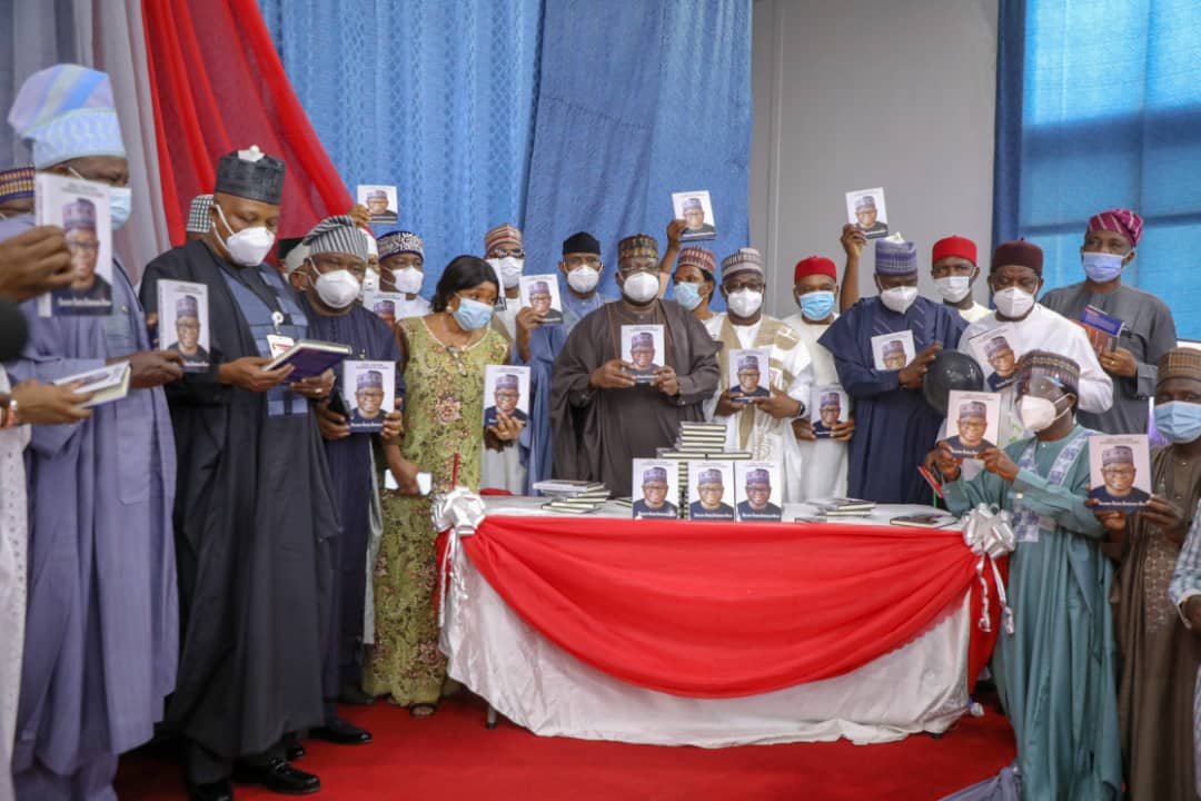 GovBorno's tweet photo. Senate President, principal officers grace book launch reviewed by Prof @ProfZulum.. https://t.co/rCECyRMfxP https://t.co/WLX1kbAtJG