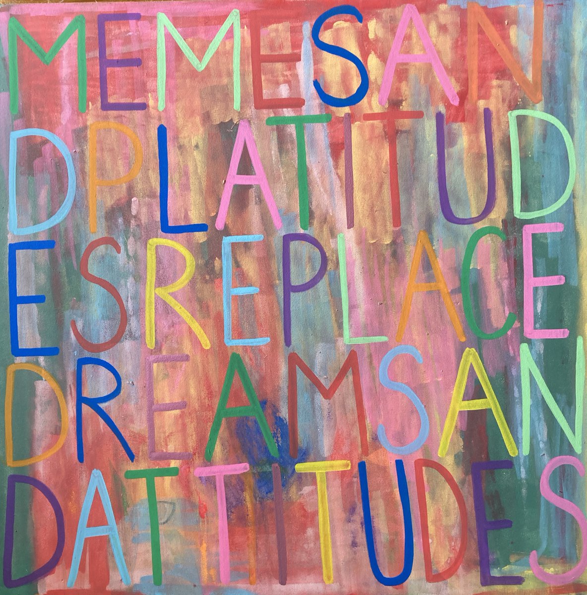 ChrisPompaArt's tweet photo. Having lots of fun with this new series of text paintings. #popart #modernart #abstractpainting #colour #text #art #oilpainting  #acrylicpainting #words #memes #dreams https://t.co/8aMXsNMcRs https://t.co/EO5e7xbNLu