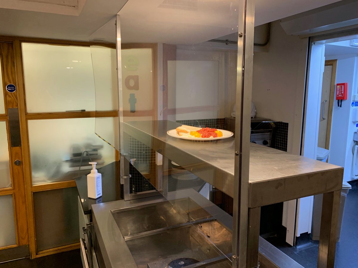 CryptLeeds's tweet photo. We are changing our #COVID offering following changes to legislation and in preparation for worse weather. We are still serving food through our back corridor. We've also put up #perspex on our food service stations to protect our residents and staff . #takingsafetyseriously https://t.co/sIWEcmvAln