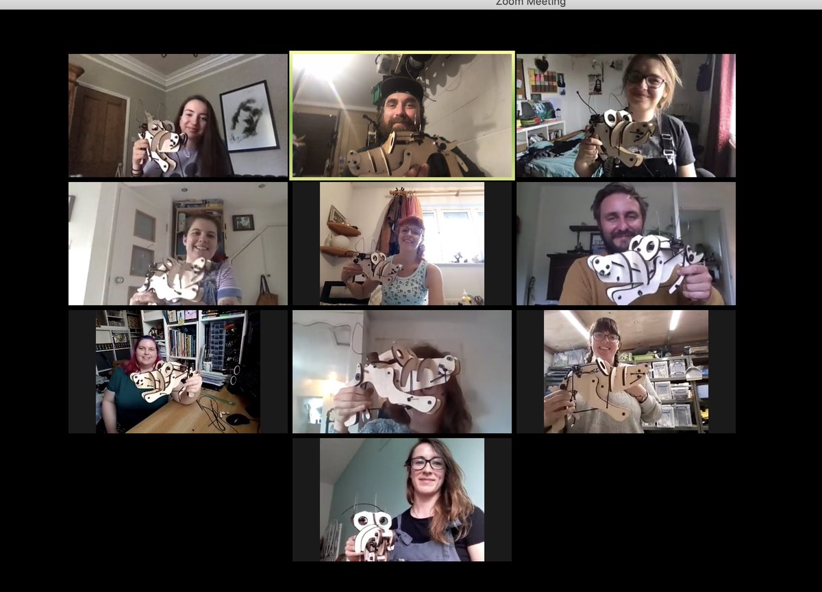 Zoom puppet kit building... bloody lovely first workshop.