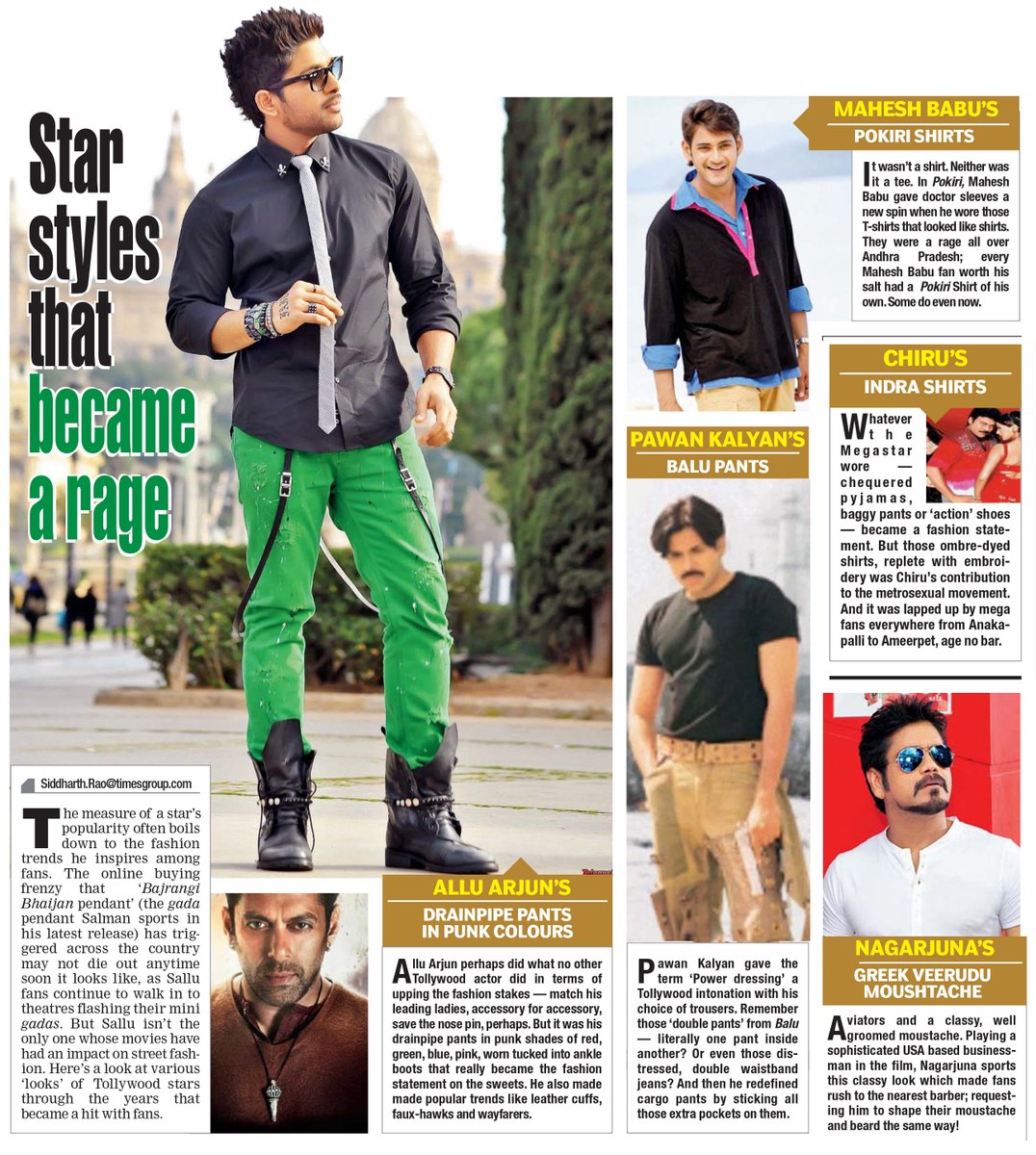 HydTimes's tweet photo. #ThisDayThatYear: Remember those days when #AlluArjun's drainpipe pants, #MaheshBabu's #Pokiri shirts, #PawanKalyan's #Balu pants, #Chiru's #Indra shirts and #Nagarjuna's #GreekuVeerudu moustache was all the rage among youngsters #throwbackto2015 #funkystyles  #Tollywood https://t.co/ZCrHYt5kdJ
