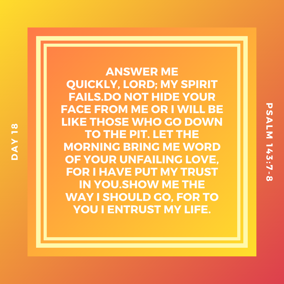 UCatOKSTATE's tweet photo. - DAY 18 -
Continue this prayer in your own way. Ask God to meet you in the places of doubt and darkness. To shine light into it, and show himself. Ask him to help you meet with him in the morning, to see him clearly before you ever look to anything else. https://t.co/hW6Q1ULHh0
