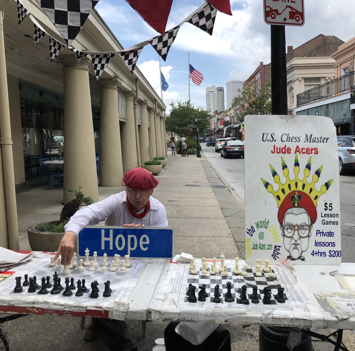 hopephotoprj's tweet photo. "I hope people remember me as a good and decent man. And if they do, then that's success." Tim Cook
#USChessChampion #JudeAcers making moves towards #hope in #frenchquarter #nola #decaturstreet #TheHopePhotoProject @hopefornola #Chess πΈ #JonathanFerrara prjctmgr @megankoza https://t.co/yekqRa6725