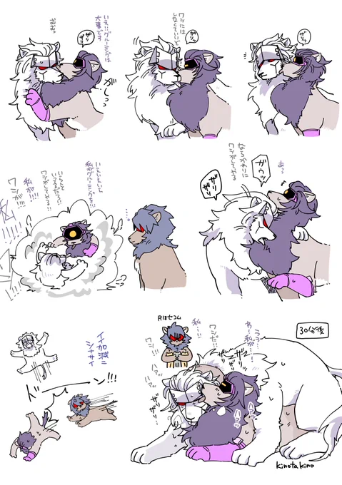 光波?さん初めてのグル～ミング。我の強い二匹のライオトロン? 