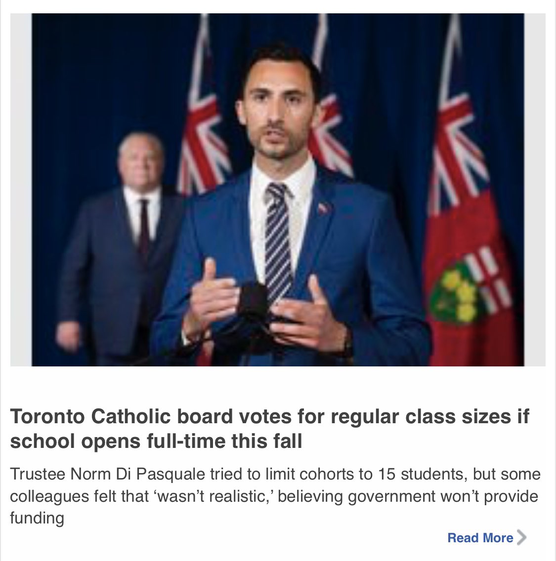 Example four: saying the aforementioned Ford government won’t properly fund education before, you know, it even happens.