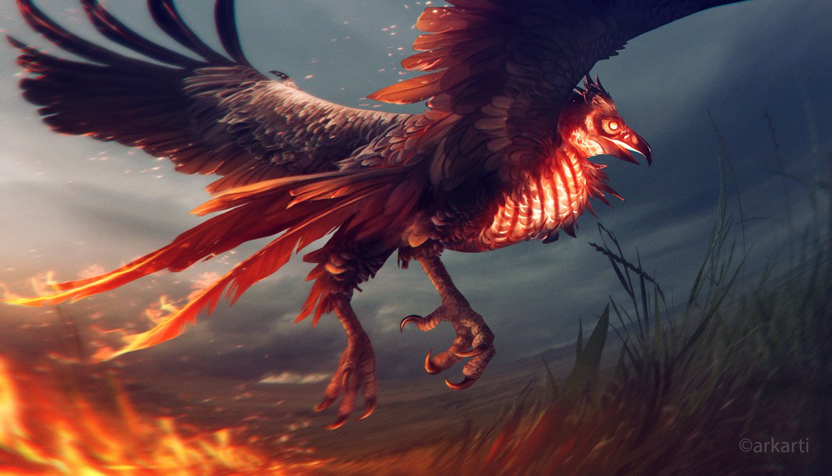 ArkartiArt's tweet photo. Rising from the flames and bringing fire to the land 🔥
#digitalart #phoenix #fantasy #illustration #artistsontwitter #bird https://t.co/ab90wHgNTt