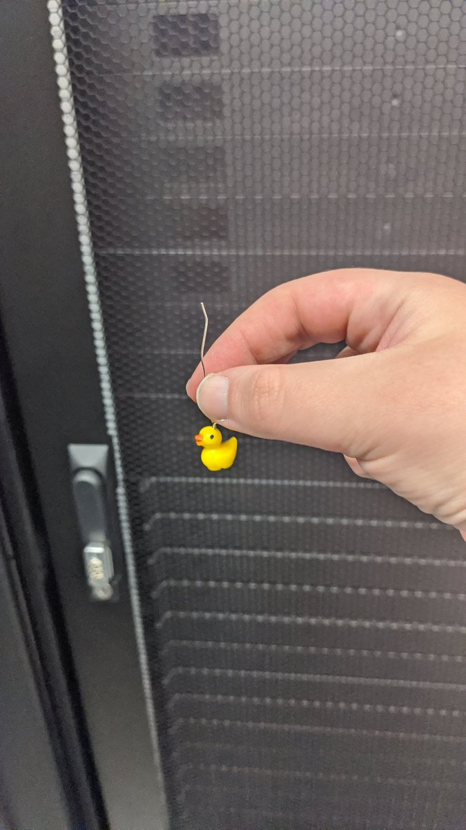 Like most reasonably competent network engineers, I carry in my backpack &amp; handbag a range of spares, adapters &amp; cables. My makeup bag still has some sealed couplers in, because you just never know. 

Today though, the day was saved by a small, unassuming duck instead.