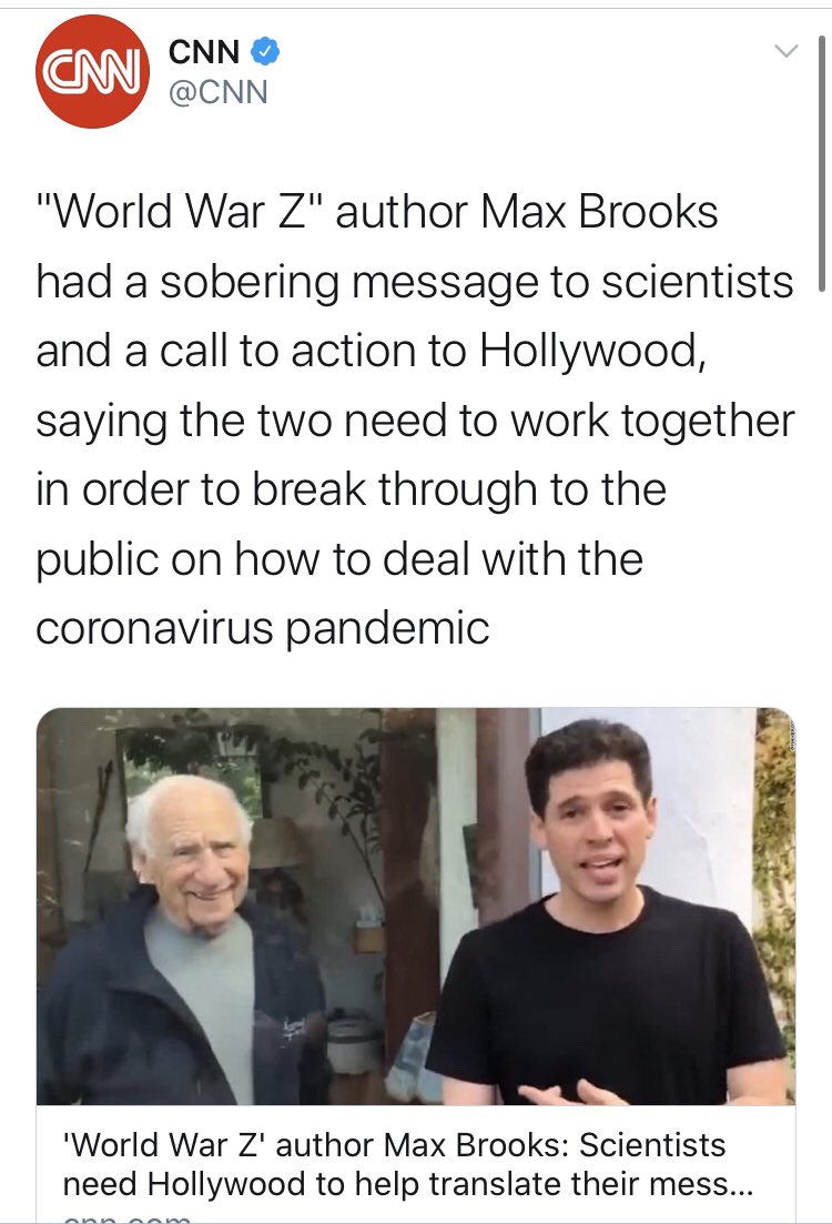 A guy who wrote a zombie book with a “sobering message to scientists” because I guess it gets hard to fill time slots in a 24 hour media cycle.