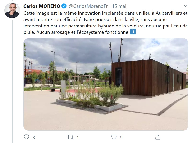 Mmmm...Je vois que dans ce thread,  @CarlosMorenoFr, dit que ce genre d'installation est de la permaculture (une "permaculture hybride de la verdure").Pour moi, ça n'en est pas.Je vous explique pourquoi, et ce qu'il faudrait pour que c'en soit. Petit thread improvisé   https://twitter.com/CarlosMorenoFr/status/1261239888038563841