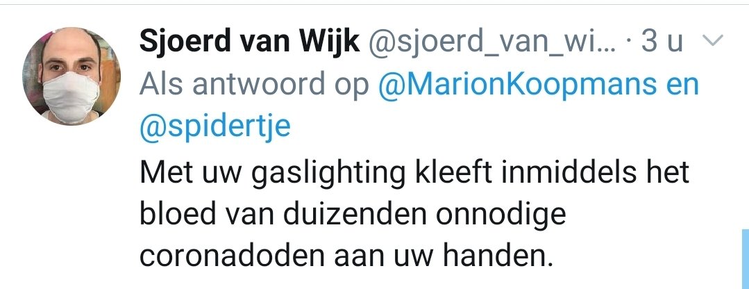 Ik vind dit tamelijk weerzinwekkend. <a href="/MarionKoopmans/">Marion Koopmans, publications: https://pure.eur.nl</a>, 100% integer, vooraanstaand wetenschapper, deelt literatuuroverzicht. Zegt het volk: 'bloed aan handen', 'ga met vakantie'. Toortsen en rieken. Brrr.