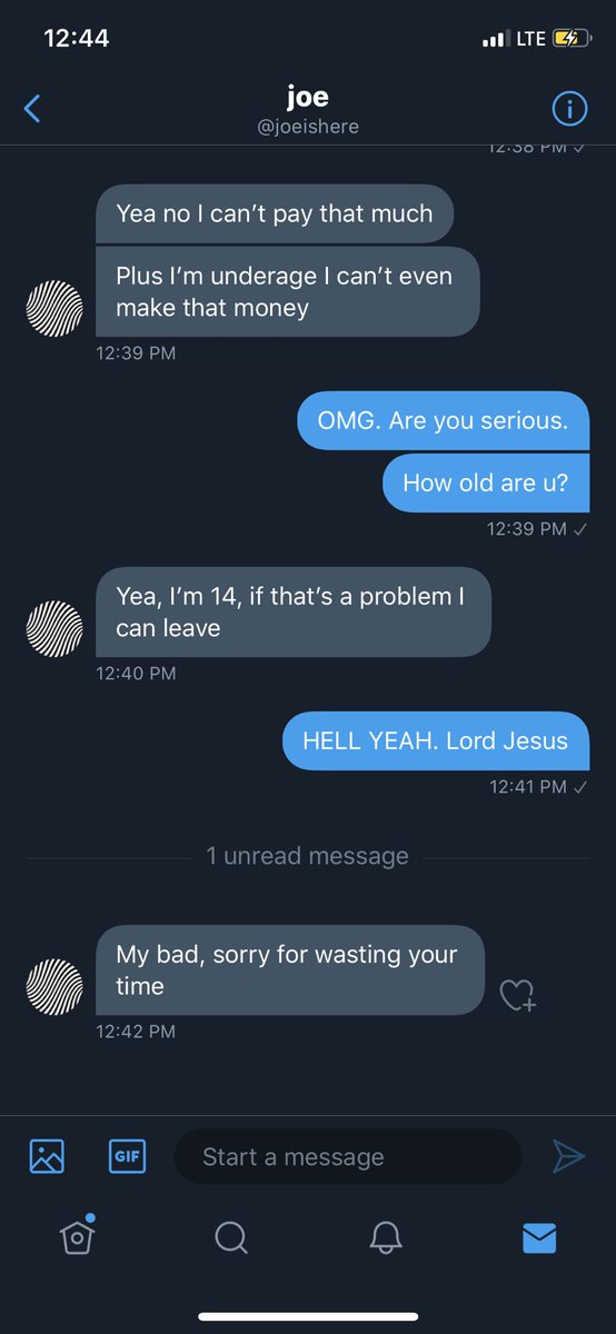 BbyW11's tweet photo. I made a mistake for not asking for age first. But as soon he told me I STOPPPPED ! But he just admitted to being underage. @joeishere  #sellingcontent #buyingcontent #meetups https://t.co/cDhXf3bNAQ